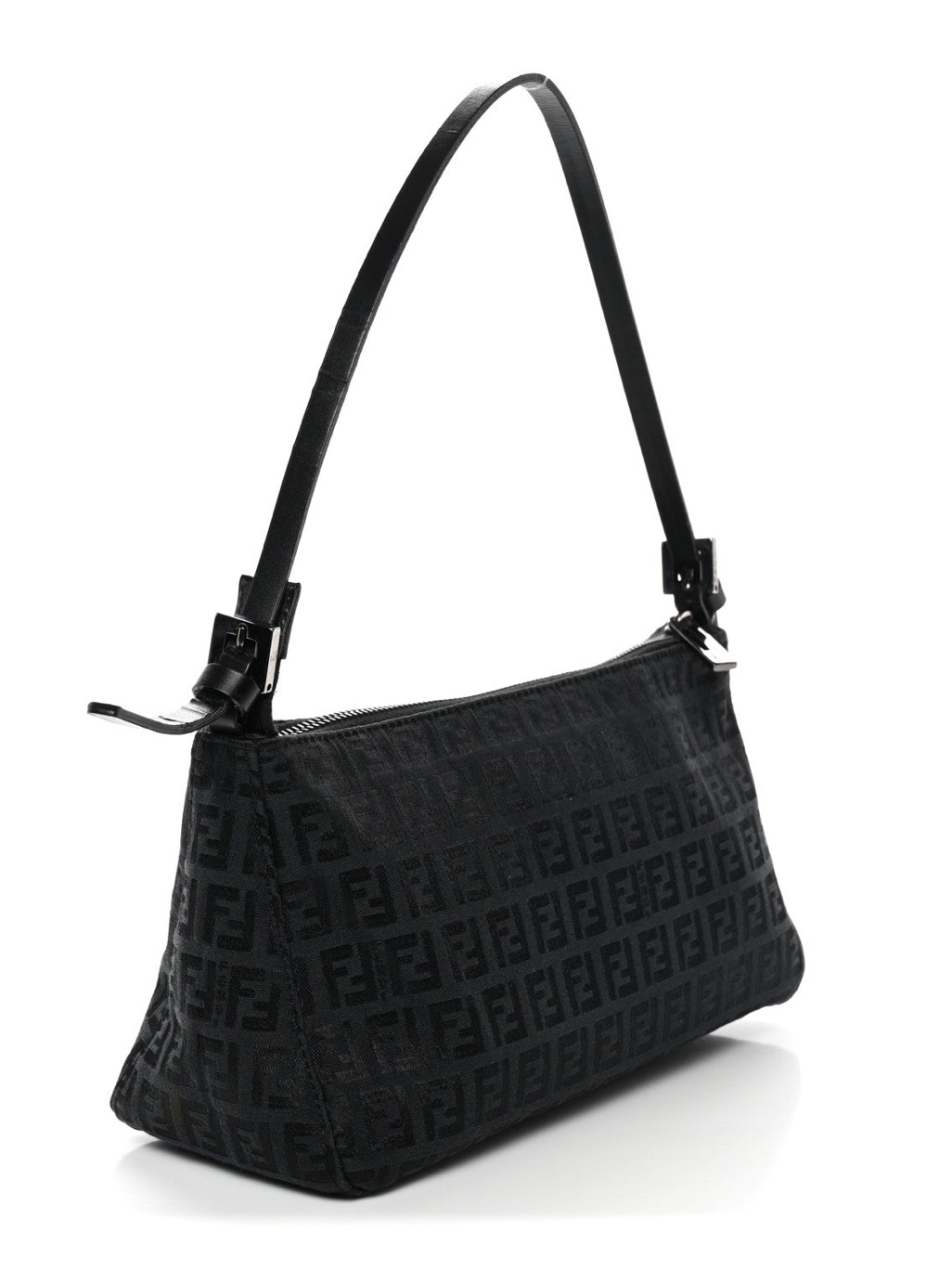 Vintage Fendi Zucchino Ff Monogram Logo Mini Pochette Shoulder Bag Black
